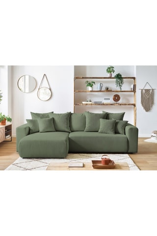 Canapé d'angle réversible convertible Envy - Kaki - Couchage 231 x 130 cm