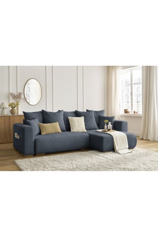 Canapé d'angle réversible convertible Sidonie - Bleu foncé - Couchage 231 x 133 cm