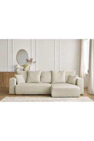Canapé d'angle réversible convertible Sidonie - Beige - Couchage 231 x 133 cm