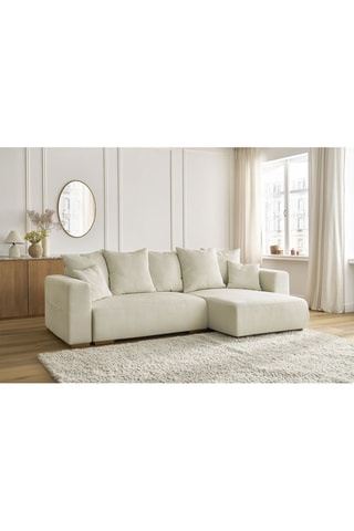 Canapé d'angle réversible convertible Sidonie - Beige - Couchage 231 x 133 cm