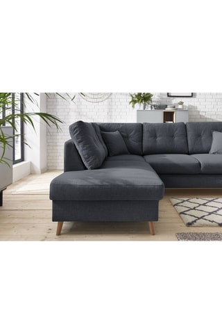 Canapé d'angle gauche convertible avec coffre Sweden - Anthracite - Couchage 128 x 196 cm