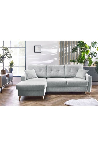 Canapé d'angle gauche convertible Sweden - Gris clair - Couchage 128 x 196 cm
