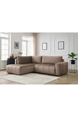 Canapé d'angle gauche convertible Arsene - Taupe - Couchage 135 x 204 cm