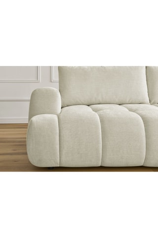 Canapé droit convertible Fuji - Beige - 3 places - Tissu lisse - Couchage 154 x 192 cm