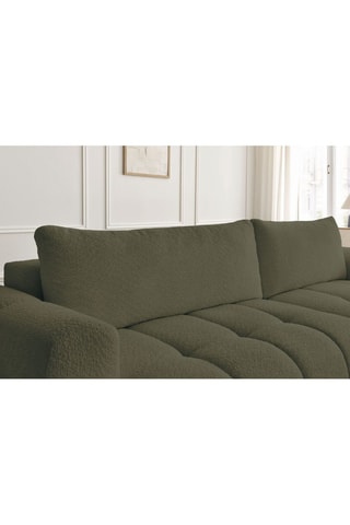Canapé d'angle droit convertible Fuji - Vert - 3 places - Tissu bouclette - Couchage 154 x 228 cm