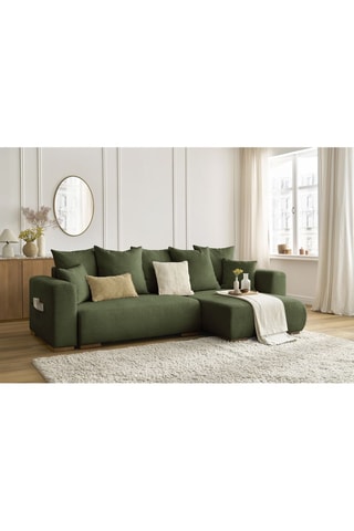Canapé d'angle réversible convertible Sidonie - Vert - Couchage 231 x 133 cm