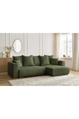 Canapé d'angle réversible convertible Sidonie - Vert - Couchage 231 x 133 cm