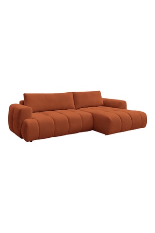 Canapé d'angle gauche convertible Fuji - Orange - 3 places - Tissu bouclette - Couchage 154 x 228 cm