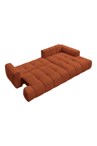 Canapé d'angle gauche convertible Fuji - Orange - 3 places - Tissu bouclette - Couchage 154 x 228 cm