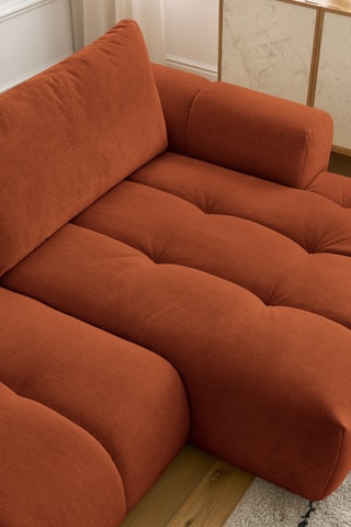 Canapé d'angle gauche convertible Fuji - Orange - 3 places - Tissu bouclette - Couchage 154 x 228 cm