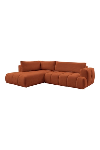 Canapé d'angle gauche convertible Fuji - Bleu - 4 places - Tissu bouclette - Couchage 154 x 228 cm