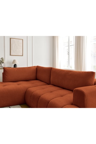 Canapé d'angle gauche convertible Fuji - Bleu - 4 places - Tissu bouclette - Couchage 154 x 228 cm