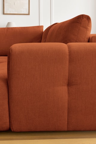 Canapé d'angle gauche convertible Fuji - Bleu - 4 places - Tissu bouclette - Couchage 154 x 228 cm