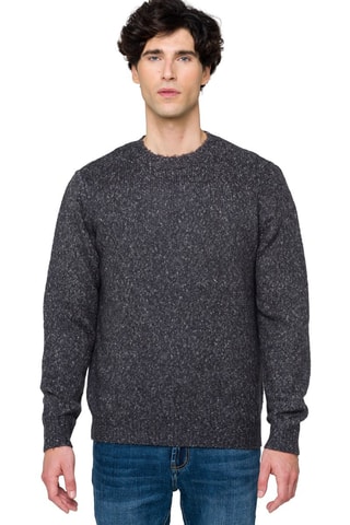 Camisola regular em lã e mohair Alaska - Preto mesclado