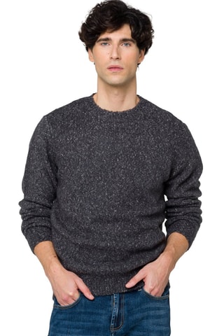 Camisola regular em lã e mohair Alaska - Preto mesclado