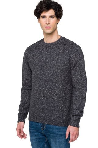 Camisola regular em lã e mohair Alaska - Preto mesclado