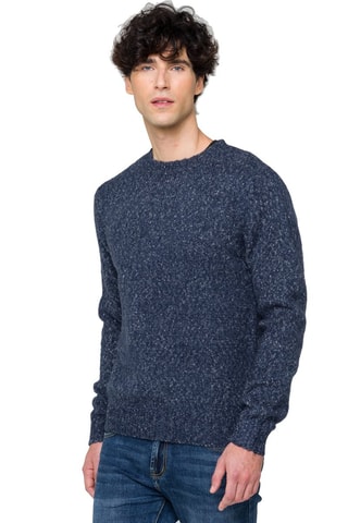 Camisola regular em lã e mohair Alaska - Azul-marinho mesclado