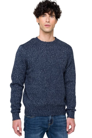Camisola regular em lã e mohair Alaska - Azul-marinho mesclado