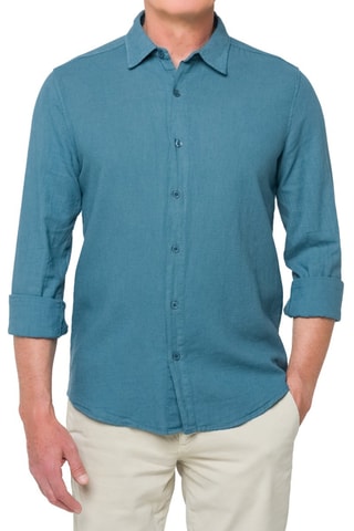 Chemise regular en lin Saunders - Bleu