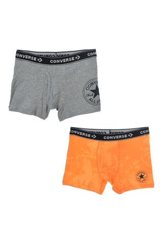 2 Boxers - Oranje en gemêleerd donkergrijs 
