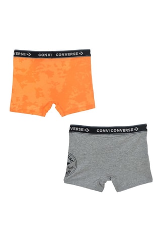2 Boxers - Oranje en gemêleerd donkergrijs 
