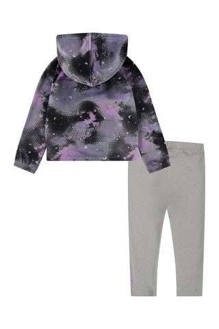 Sweater met Tie and Dye Capuchon en Legging Paars en Gemêleerd Grijs