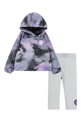 Sweater met Capuchon en Legging Grijs en Lichtpaars