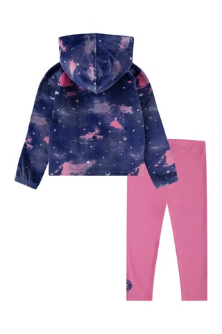 Sweater met Tie and Dye Capuchon en Legging Marineblauw en Roze