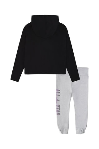 Sweater met Capuchon en Joggingbroek Zwart en Gemêleerd Lichtgrijs