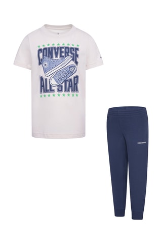 T-shirt  en Joggingbroek - Wit en Marineblauw