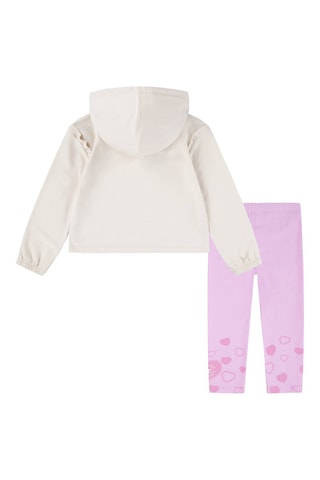 Sweater met Capuchon en Legging - Ecru en Roze