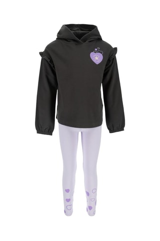 Sweater met Capuchon en Legging - Zwart en Paars