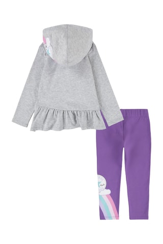 T-shirt met Capuchon en Legging Gemêleerd Grijs en Paars