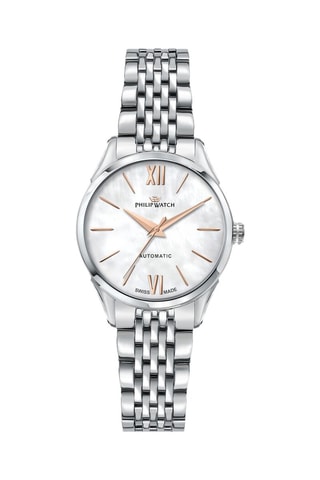 Montre automatique en acier et nacre Roma - Argenté