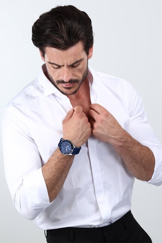 Montre à quartz en silicone - Chronographe - Bleu foncé et noir