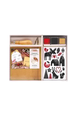 Kit linogravure hiver scandinave en bois - 18 pièces - Dès 14 ans