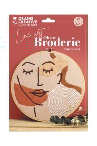 Kit broderie visage line art - 16 pièces - Dès 14 ans