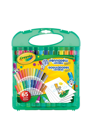 Mallette 65 feutres lavables maxi pointe et feuilles de dessin - Dès 3 ans