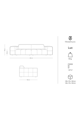 Canapé Luc - Beige - 4 places - Toucher velours