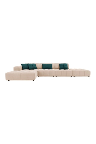 Canapé d'angle gauche Luc - Beige - 5 places - Toucher velours