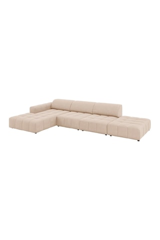 Canapé d'angle gauche Luc - Beige - 5 places - Toucher velours