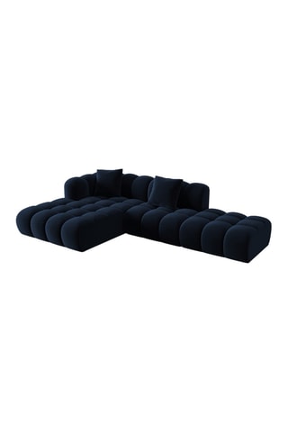 Canapé d’angle gauche Elise - Bleu roi - 4 places - Tissu velours