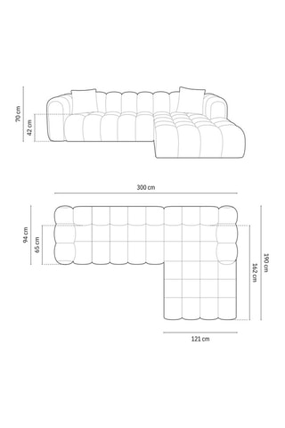 Canapé d’angle droit modulaire Elise - Beige - 4 places - En tissu chenille
