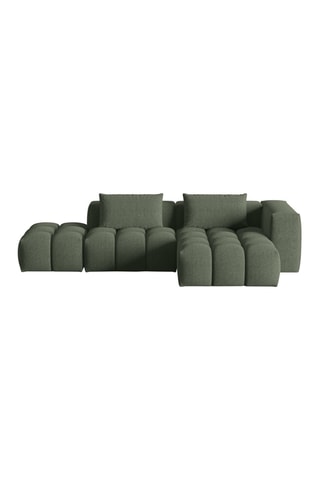 Canapé d'angle droit Lorella - Vert olive - 4 places - Revêtement en tissu