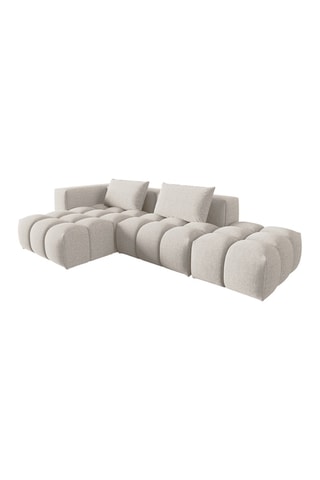 Canapé d'angle gauche modulaire Lorella - Beige - 4 places - Revêtement en tissu structurel