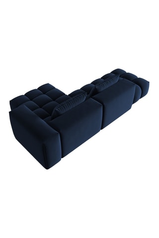 Canapé d'angle droit modulaire Lorella - Bleu roi - 4 places - Revêtement en velours