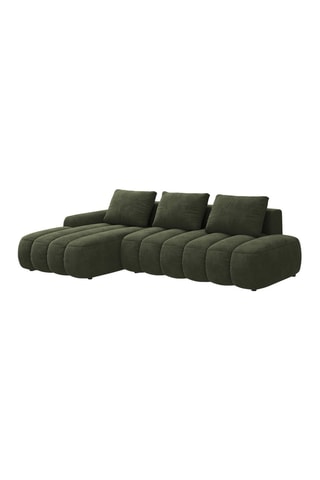 Canapé d'angle gauche convertible Simona - Vert - 4 places - Toucher velours