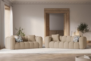 Canapé modulaire Elise - Beige - 4 places - En tissu velours