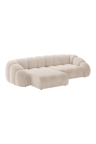 Canapé d'angle gauche Lyna - Beige - 4 places - En tissu velours