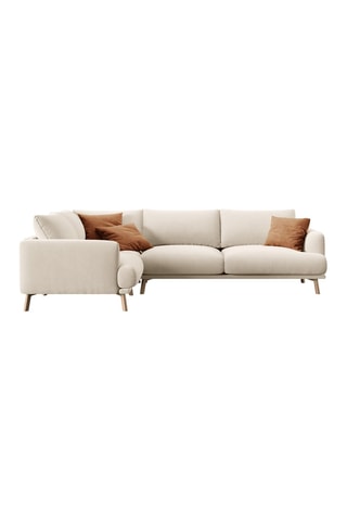 Canapé d’angle gauche Margot - Beige - 6 places - En tissu velours